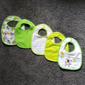 BabiesRUs Baby Bibs Set of 5 Green/White